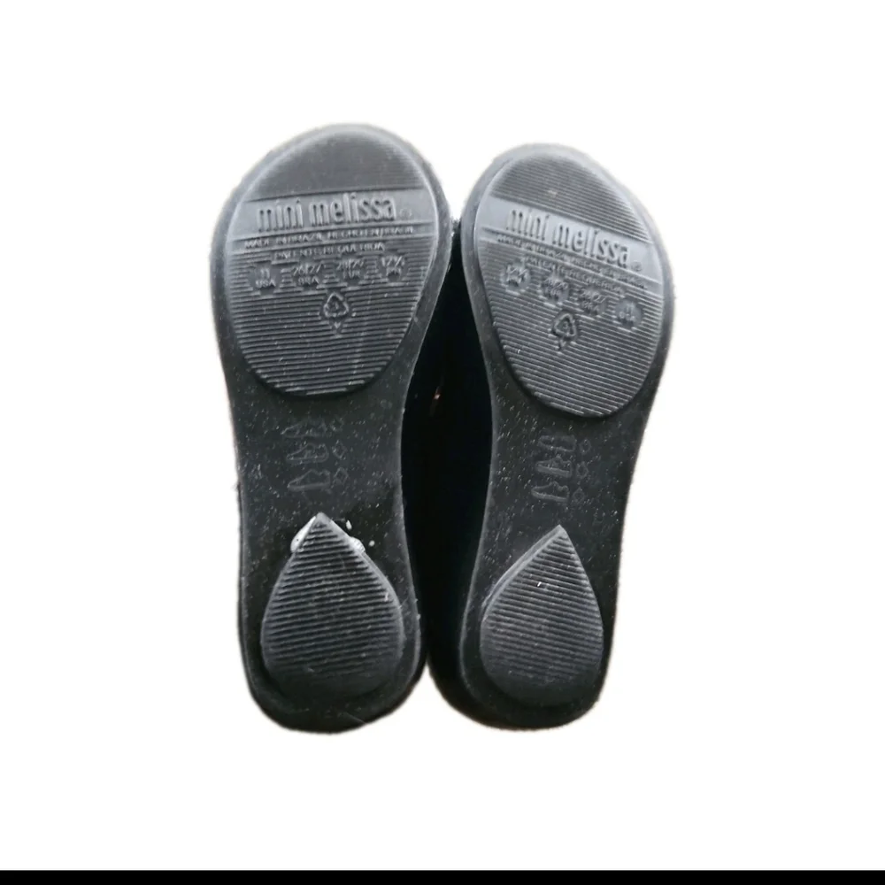 Mini Melissa Kids Black Ultragirl Sweet X Mary Jane Jelly Flats Bow Shoes 11